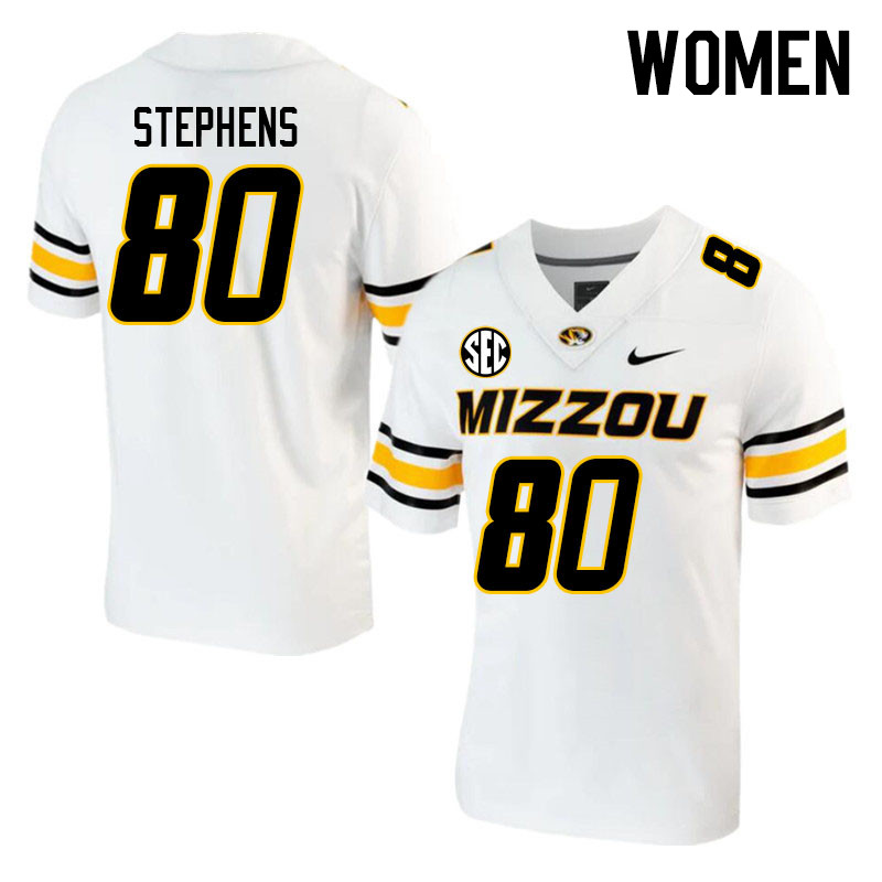 Women #80 Tyler Stephens Missouri Tigers College 2023 Football Stitched Jerseys Sale-White - Click Image to Close